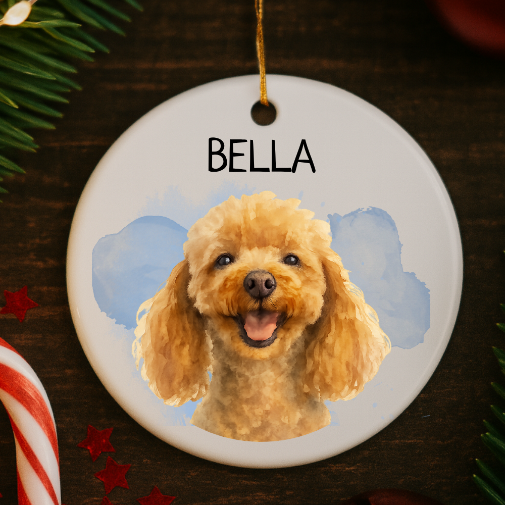 Custom Pet Watercolor Memorial Ornament - Personalized Keepsake
