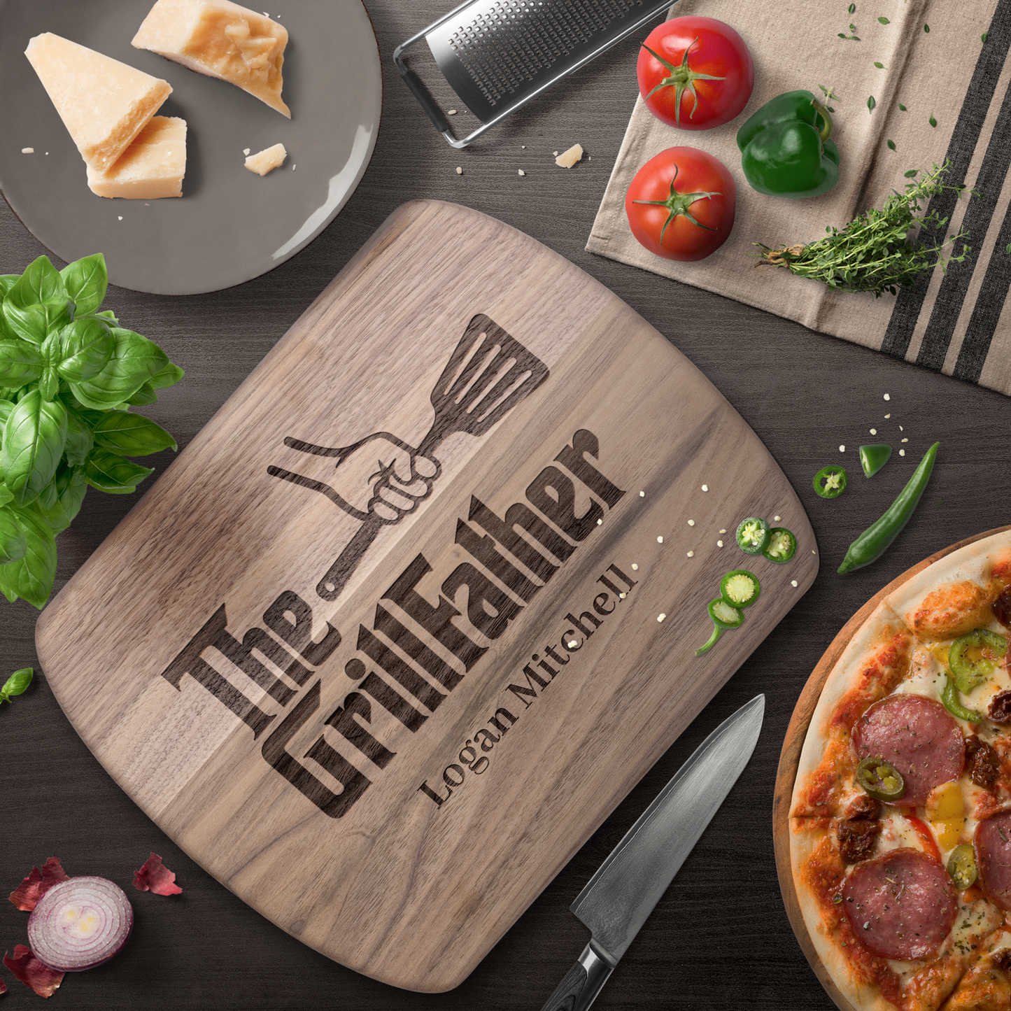Personalized Hardwood Oval Cutting Board