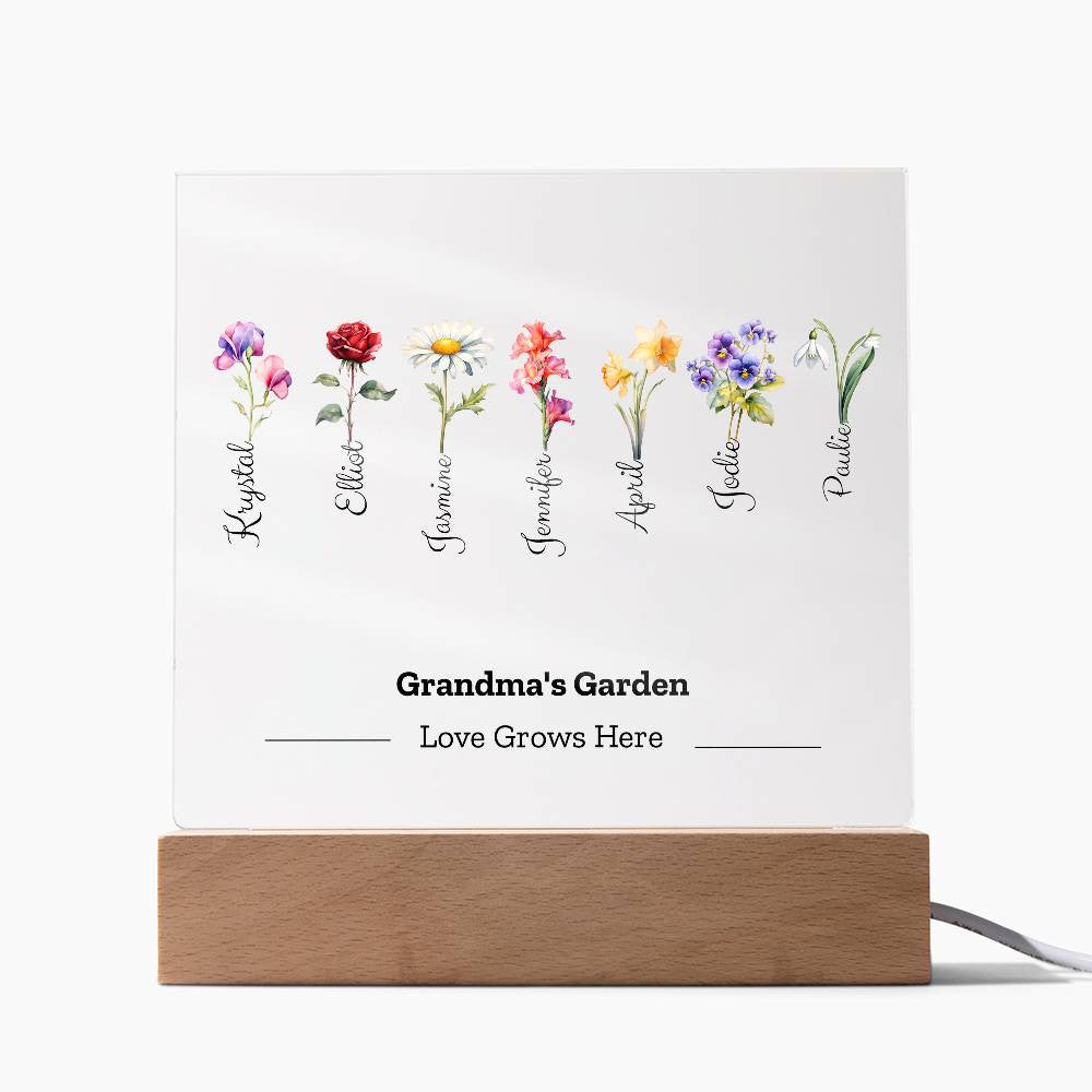 Grandma's Garden - Water Color Birth Flower | Personalize