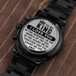 To My King | Engraved Design Black Chronograph Watch