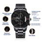 To My King | Engraved Design Black Chronograph Watch