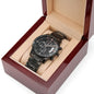 To My King | Engraved Design Black Chronograph Watch
