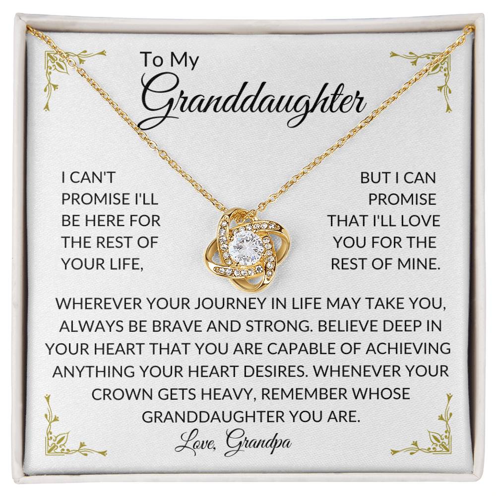 To My Granddaughter | Brave and Strong | Love Knot Necklace