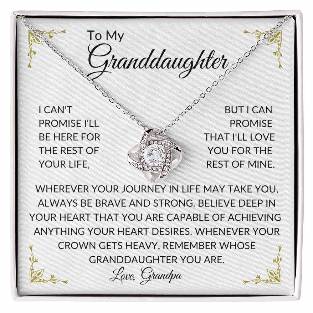 To My Granddaughter | Brave and Strong | Love Knot Necklace