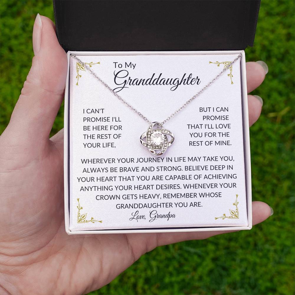 To My Granddaughter | Brave and Strong | Love Knot Necklace