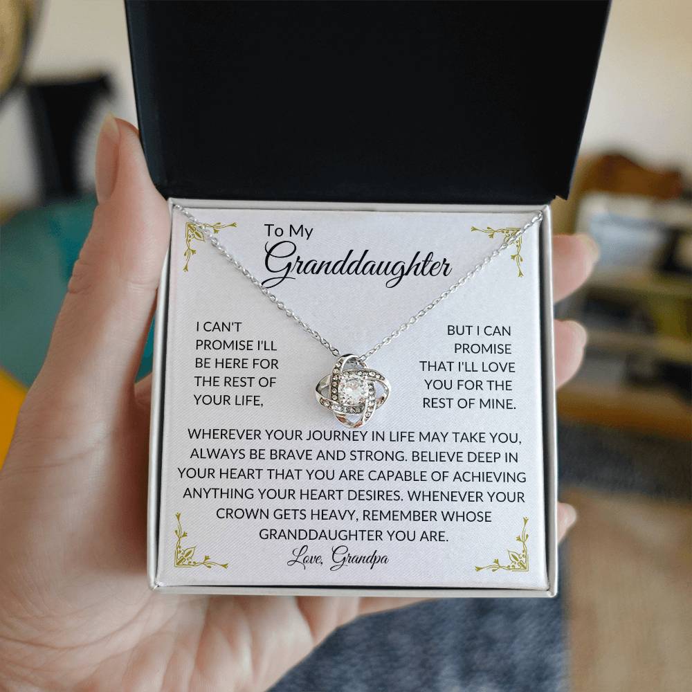 To My Granddaughter | Brave and Strong | Love Knot Necklace