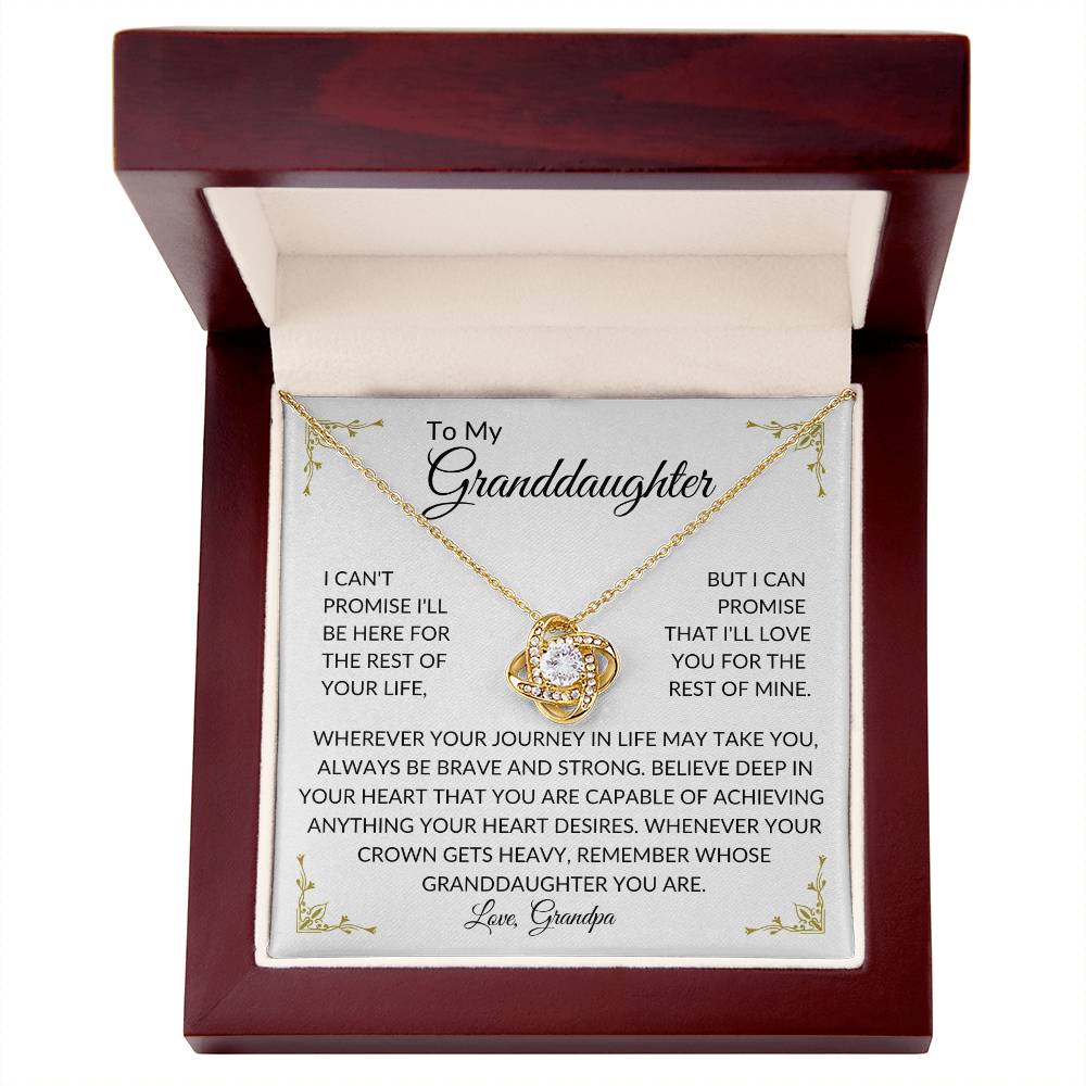 To My Granddaughter | Brave and Strong | Love Knot Necklace