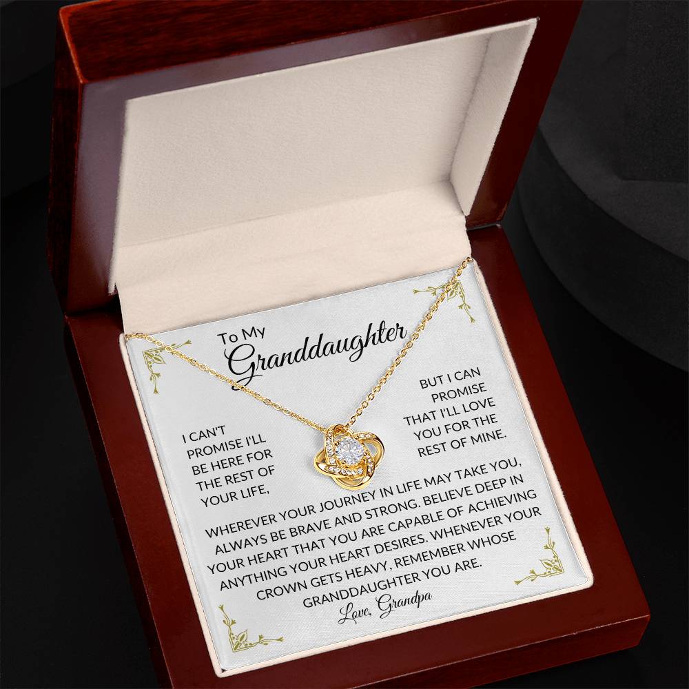To My Granddaughter | Brave and Strong | Love Knot Necklace