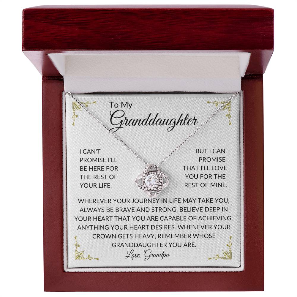 To My Granddaughter | Brave and Strong | Love Knot Necklace