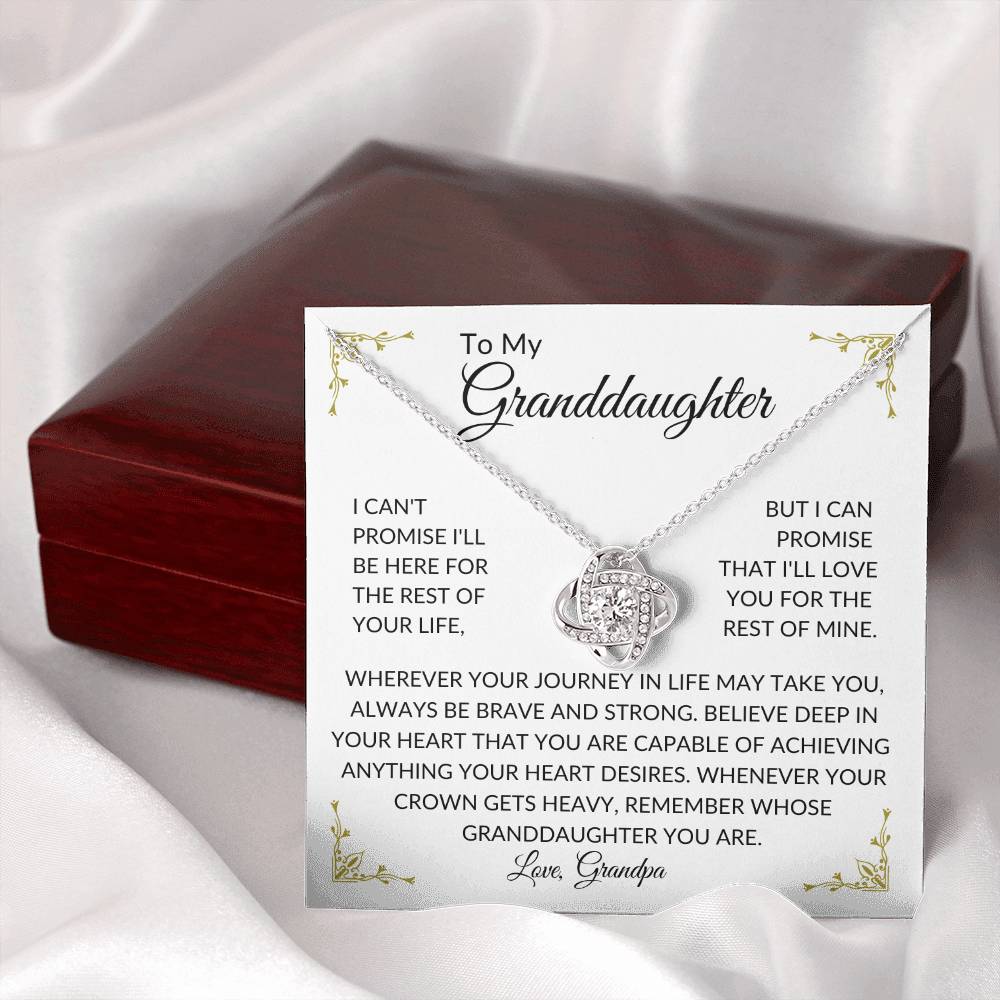 To My Granddaughter | Brave and Strong | Love Knot Necklace
