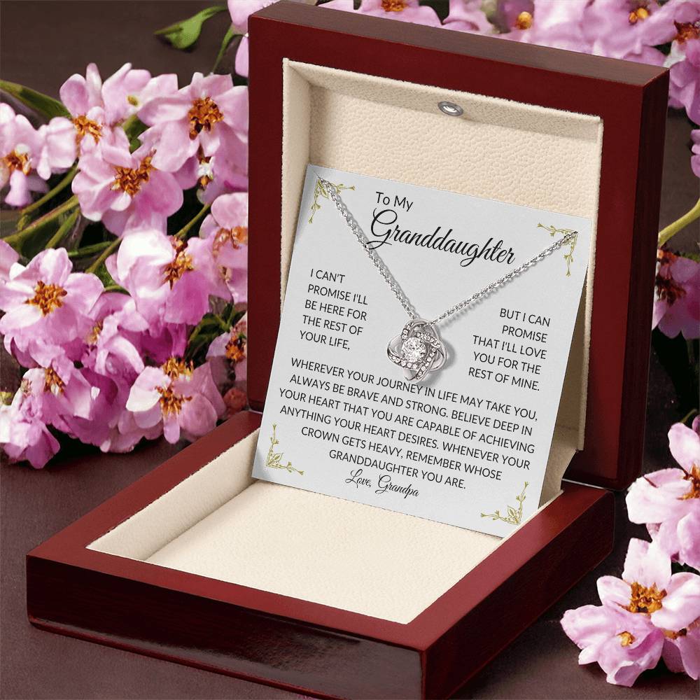 To My Granddaughter | Brave and Strong | Love Knot Necklace