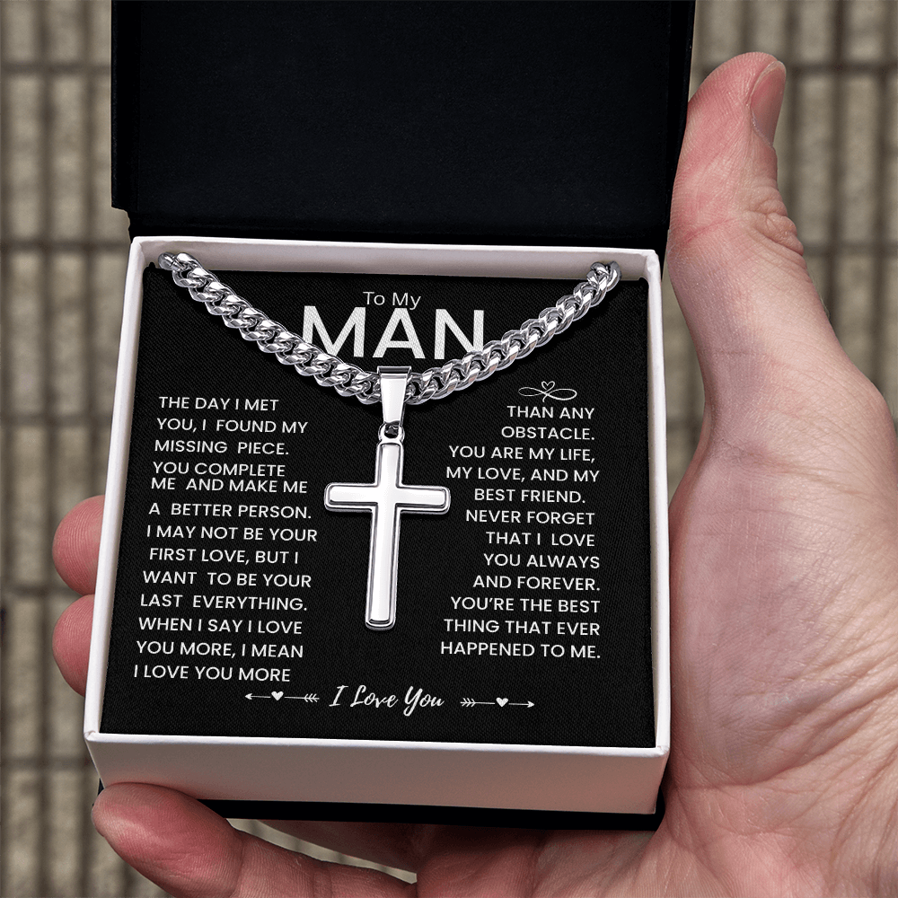 My Man Gift - You Are My Life, My Love and My Best friend - Artisan Cross Necklace