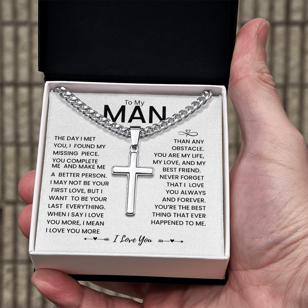 My Man Gift - You Are My Life, My Love and My Best friend - Artisan Cross Necklace