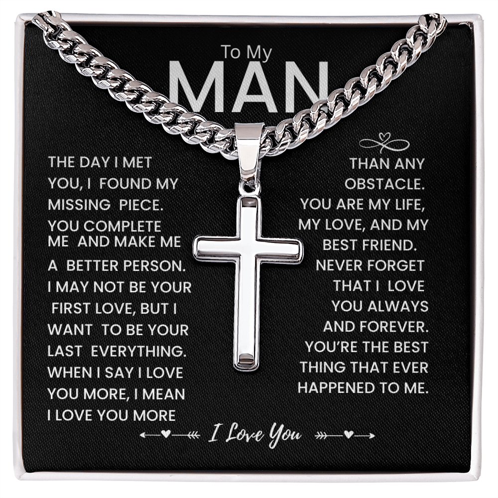 My Man Gift - You Are My Life, My Love and My Best friend - Artisan Cross Necklace