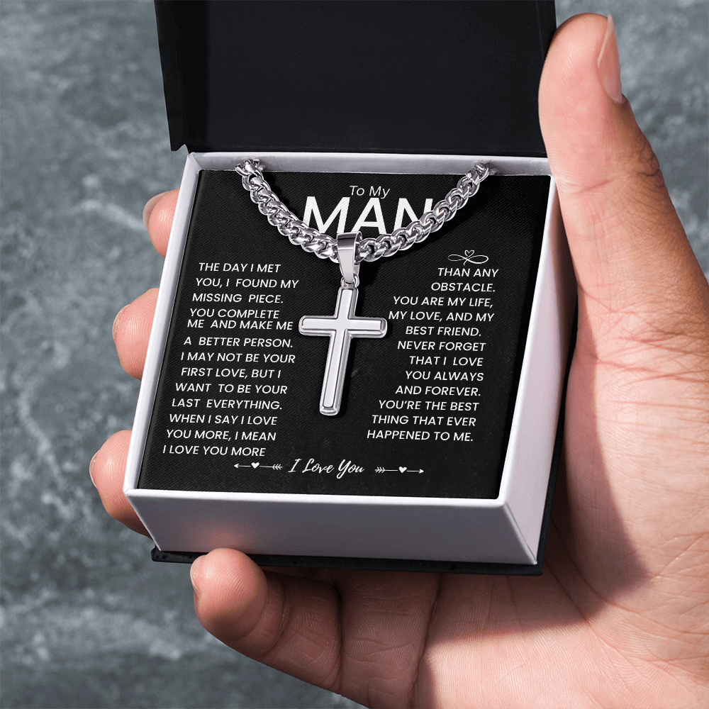 My Man Gift - You Are My Life, My Love and My Best friend - Artisan Cross Necklace