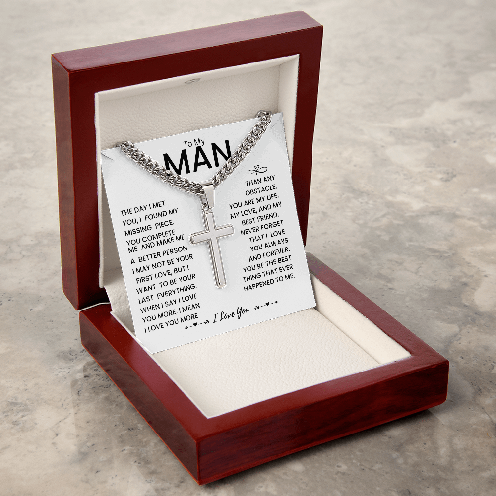 My Man Gift - You Are My Life, My Love and My Best friend - Artisan Cross Necklace