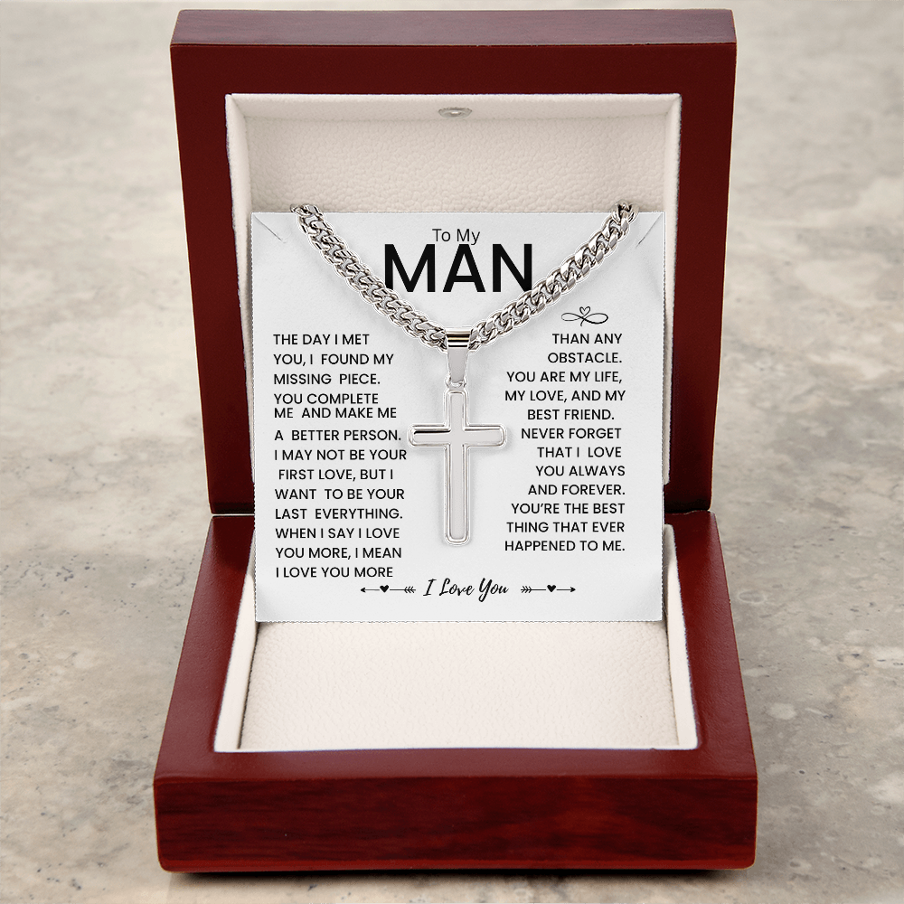 My Man Gift - You Are My Life, My Love and My Best friend - Artisan Cross Necklace