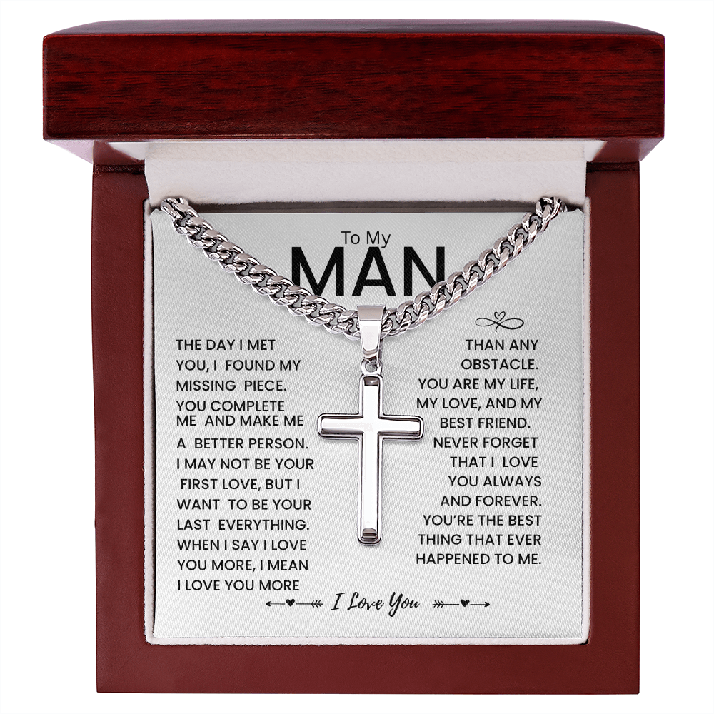 My Man Gift - You Are My Life, My Love and My Best friend - Artisan Cross Necklace