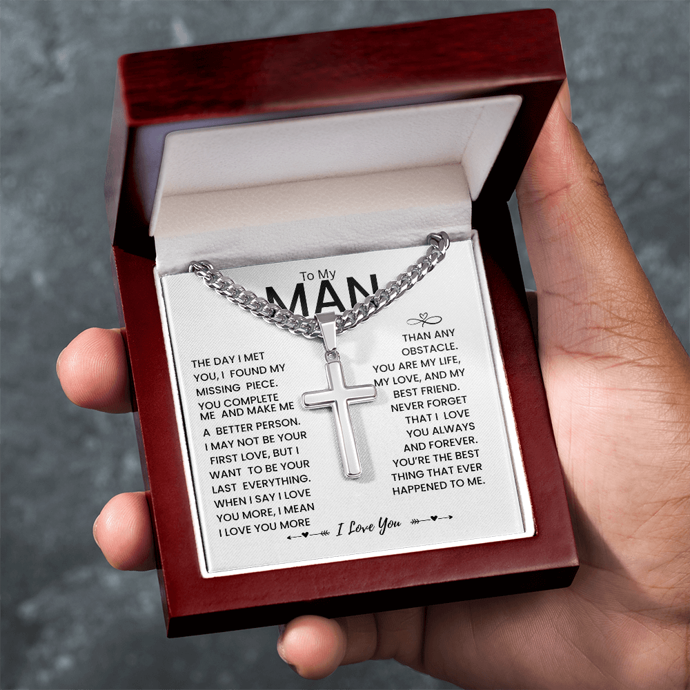 My Man Gift - You Are My Life, My Love and My Best friend - Artisan Cross Necklace