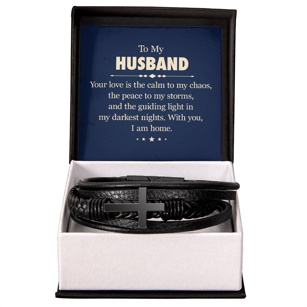 Men's Cross Leather Bracelet