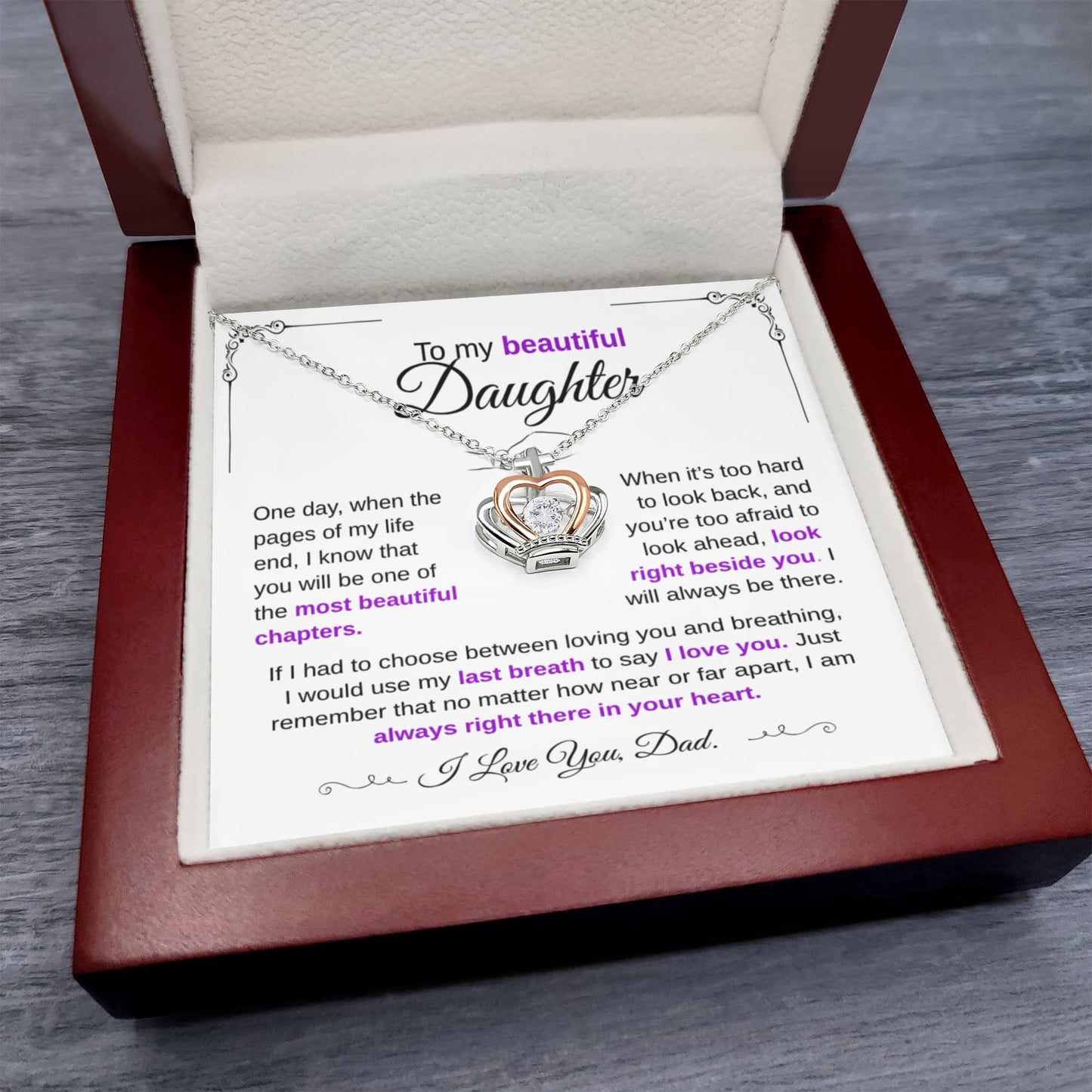 To My Daughter Necklace - You're One Of My Most Beautiful Chapters - Love Dad