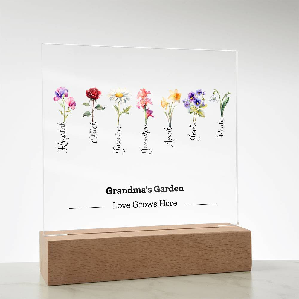 Grandma's Garden - Water Color Birth Flower | Personalize