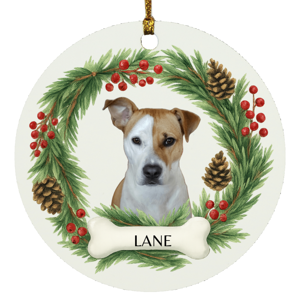 Custom Pet Portrait Christmas Ornament – Personalized Ceramic Keepsake for Pet Lovers & Memorial Gift