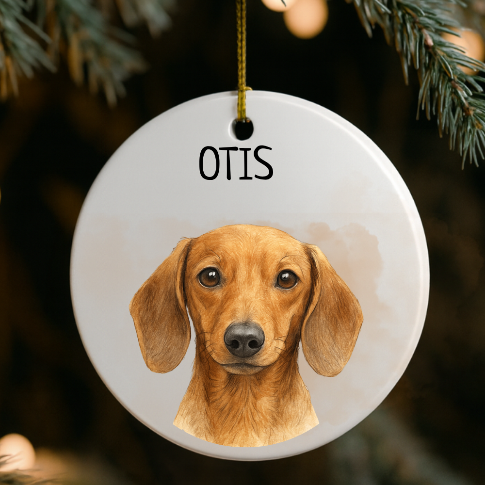 Custom Pet Watercolor Memorial Ornament - Personalized Keepsake