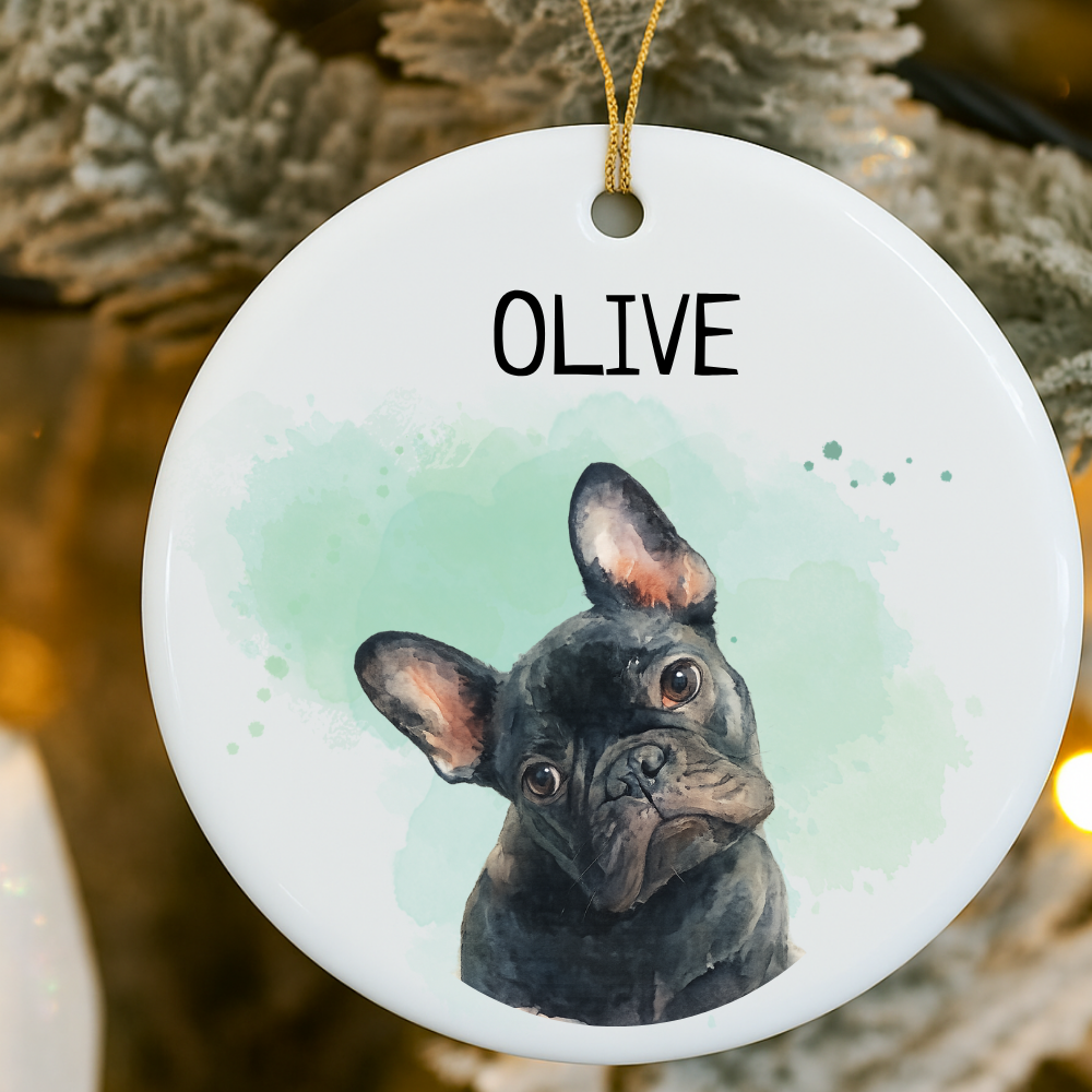 Custom Pet Watercolor Memorial Ornament - Personalized Keepsake