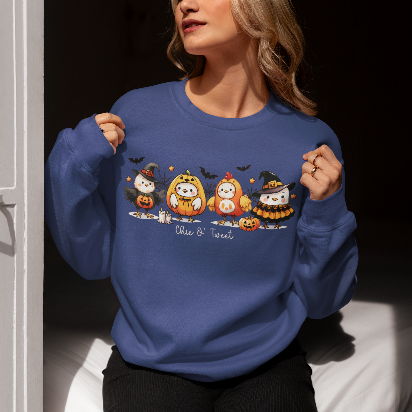 Indigo Chick O' Tweet Halloween Crewneck Sweatshirt