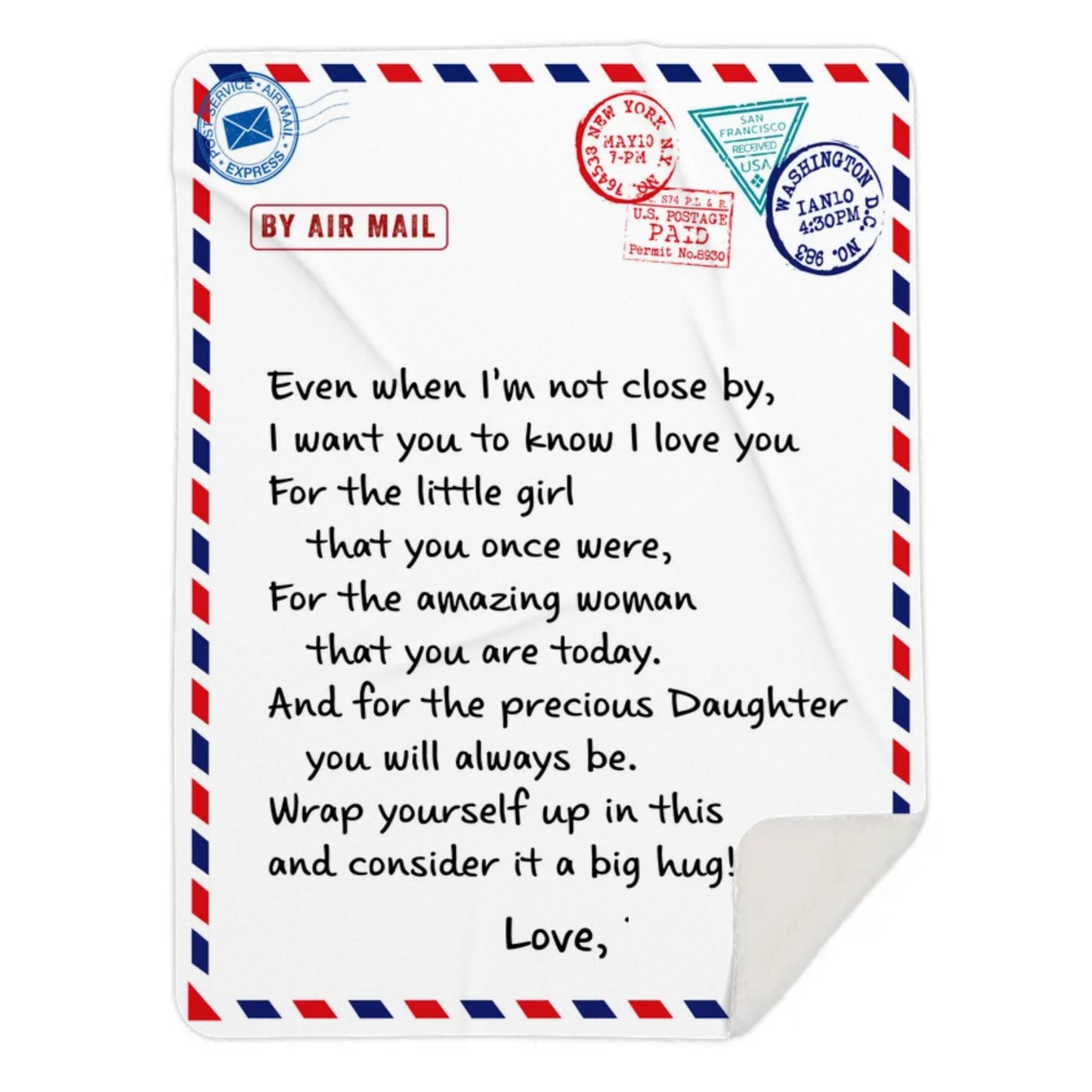 Name Personalized Air Mail From Mom or Dad - Sherpa 60x80