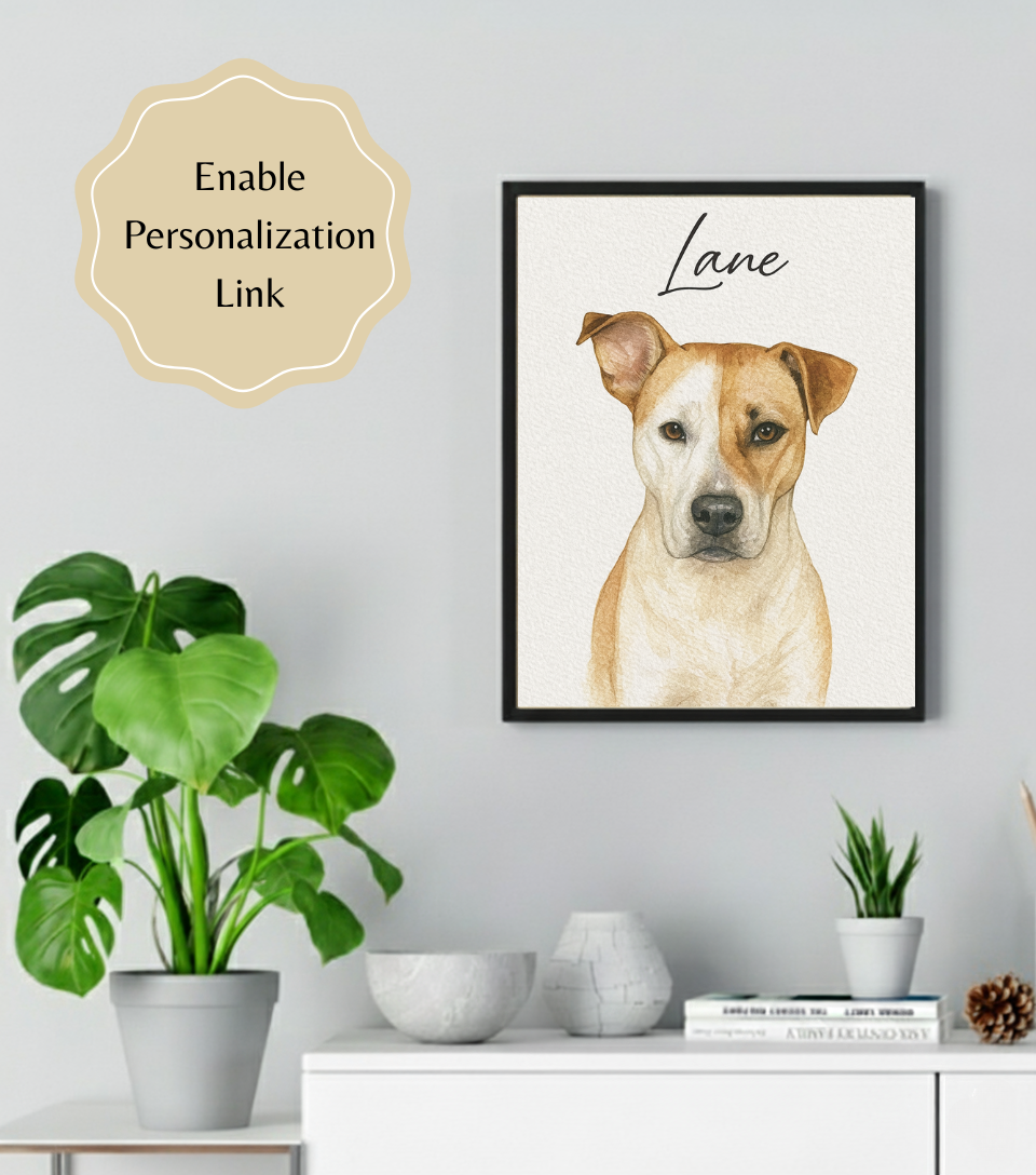 Framed Watercolor Pet Portrait from Photo – Custom Pet Memorial or Appreciation Gift