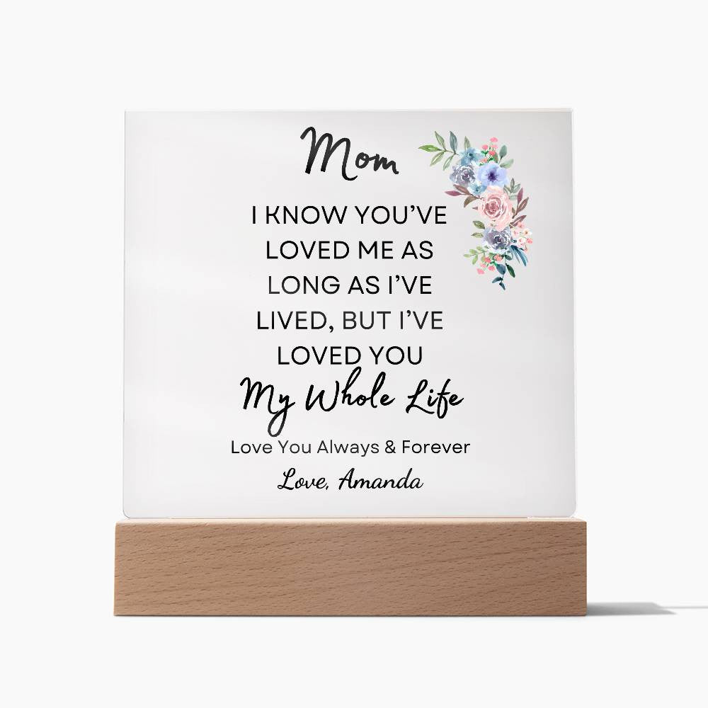 Mom I've Loved You My Whole Life | Personalized Acrylic Plaque