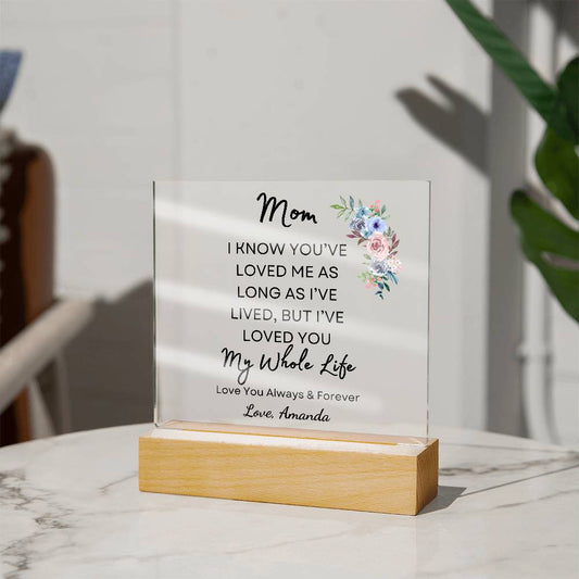 Mom I've Loved You My Whole Life | Personalized Acrylic Plaque