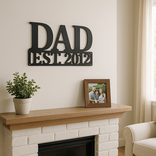Dad Monogram Steel Sign – Custom Metal Wall Art Gift for Dad