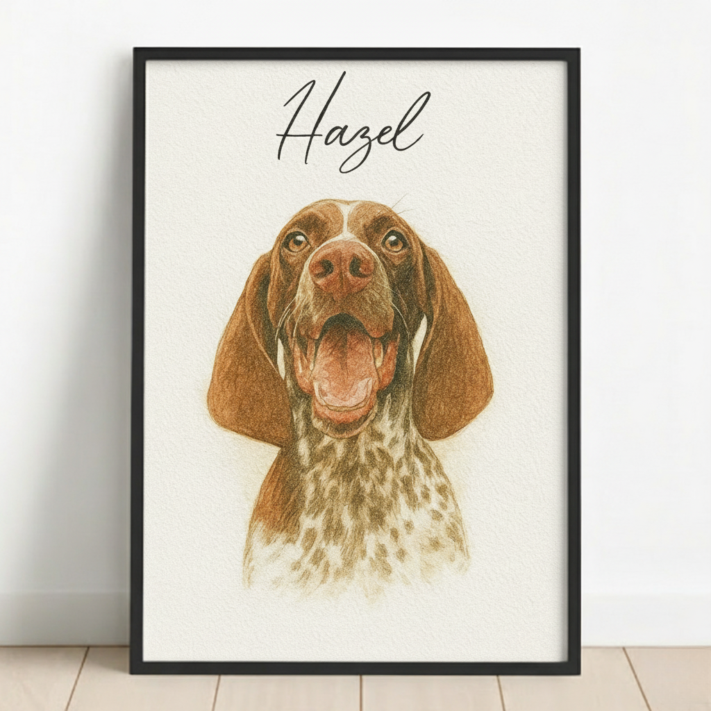 Framed Watercolor Pet Portrait from Photo – Custom Pet Memorial or Appreciation Gift