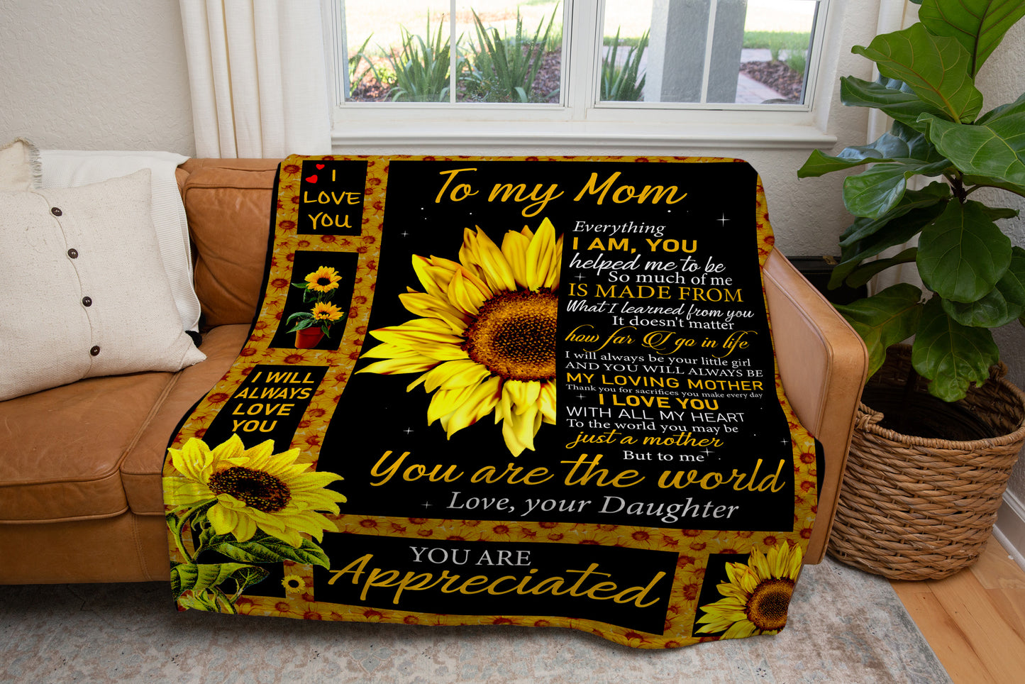 To My Mom Sunflower Blanket