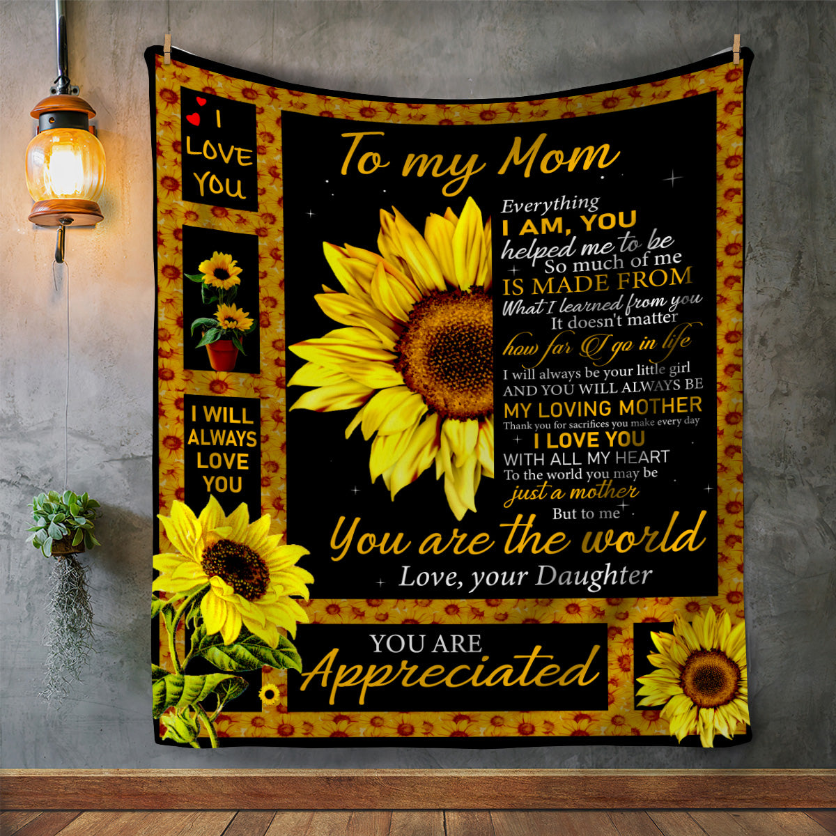 To My Mom Sunflower Blanket