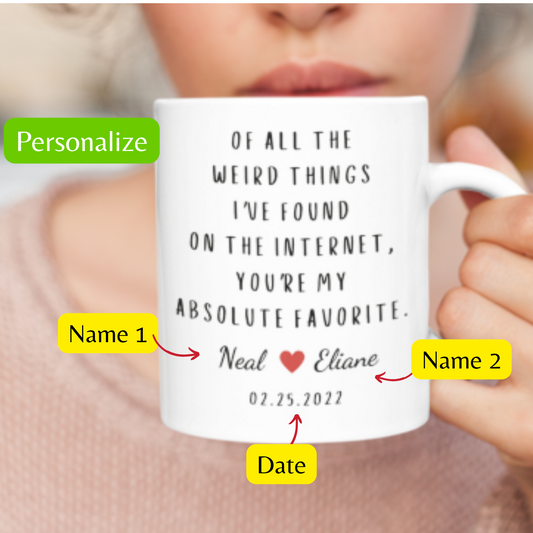 Best Thing I've Found on the Internet - Personalized Valentine's Anniversay Mug