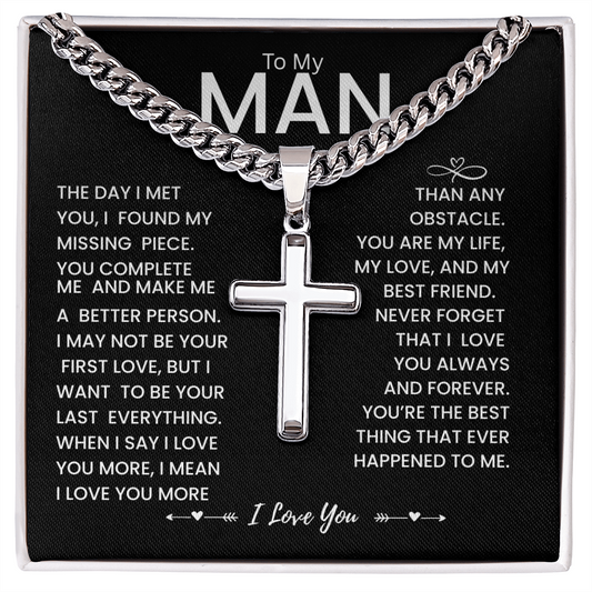 My Man Gift - You Are My Life, My Love and My Best friend - Artisan Cross Necklace
