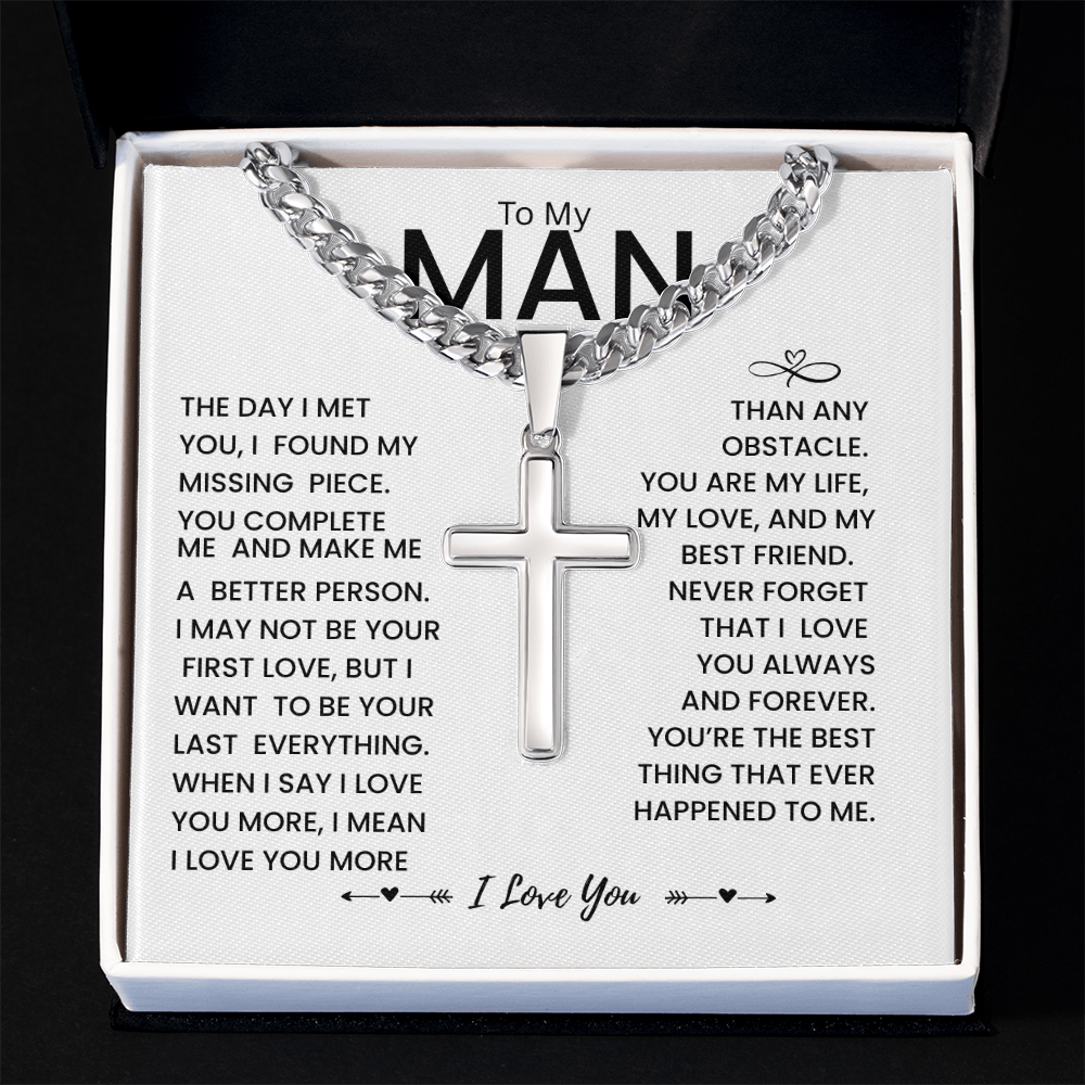 My Man Gift -  You Are My Life, My Love and My Best friend - Artisan Cross Necklace