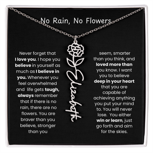 [LIMITED TIME ONLY] No Rain - No Flowers - Never Forget That I Love You | Birth Flower Name Necklace