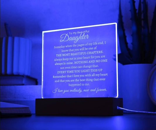 To My Beautiful Daughter - I Will Always Love You - Acrylic Night Light  💕