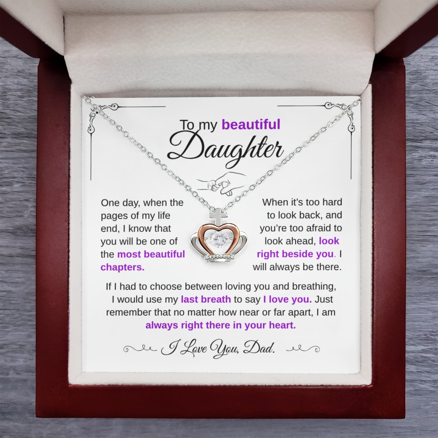 To My Daughter Necklace - You're One Of My Most Beautiful Chapters - Love Dad
