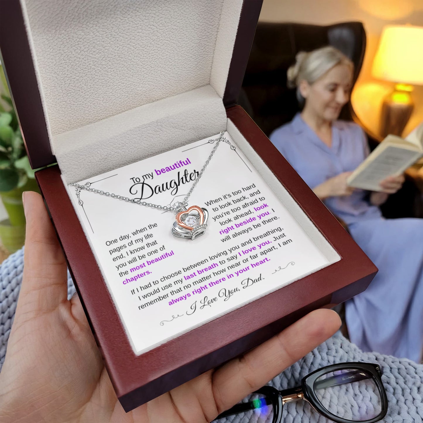 To My Daughter Necklace - You're One Of My Most Beautiful Chapters - Love Dad