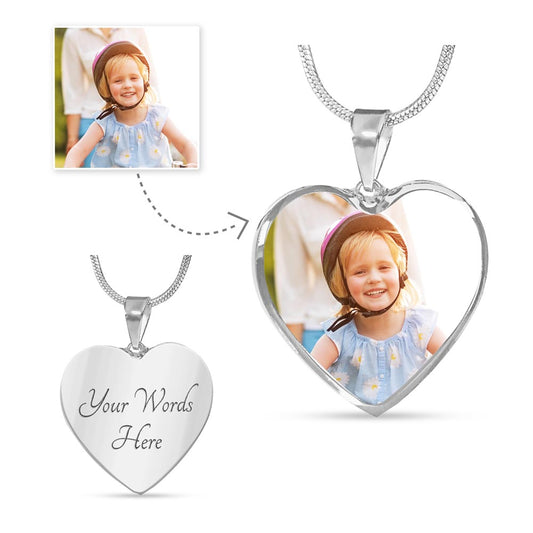 Photo Engraved Heart Necklace Memorial Gift