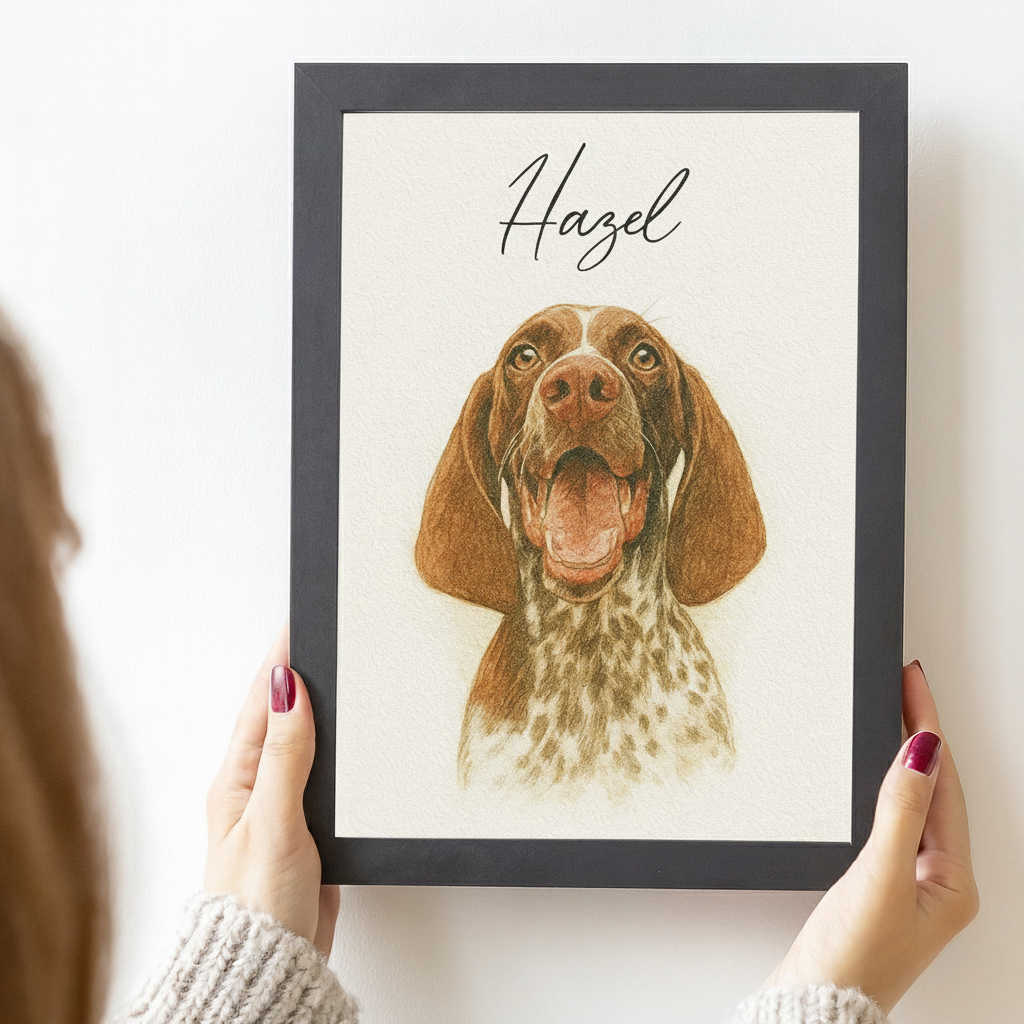 Framed Watercolor Pet Portrait from Photo – Custom Pet Memorial or Appreciation Gift