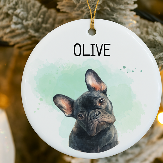 Custom Pet Watercolor Memorial Ornament - Personalized Keepsake