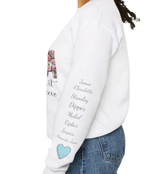 Wears Her Heart On Her Sleeves | Personalized Crewneck