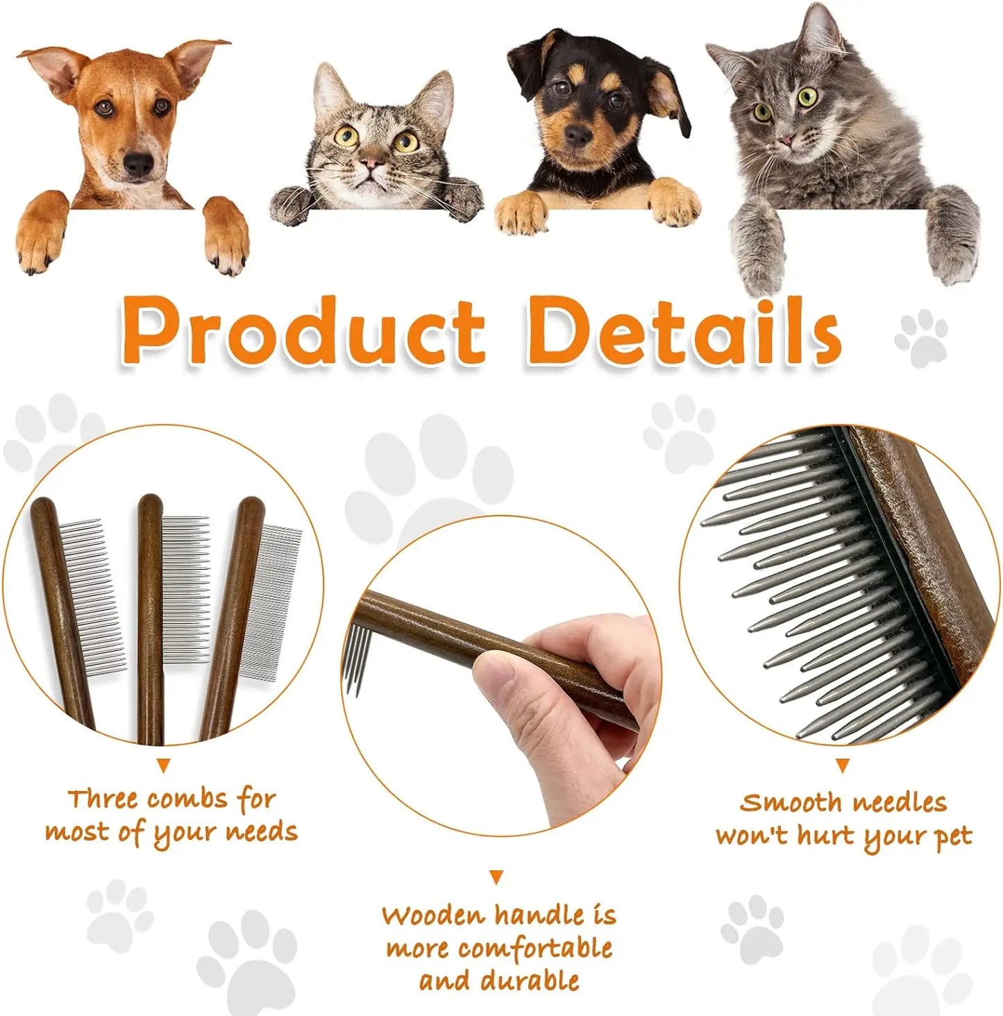 Paw-Fect Groom Trio: Deluxe Cat Combs